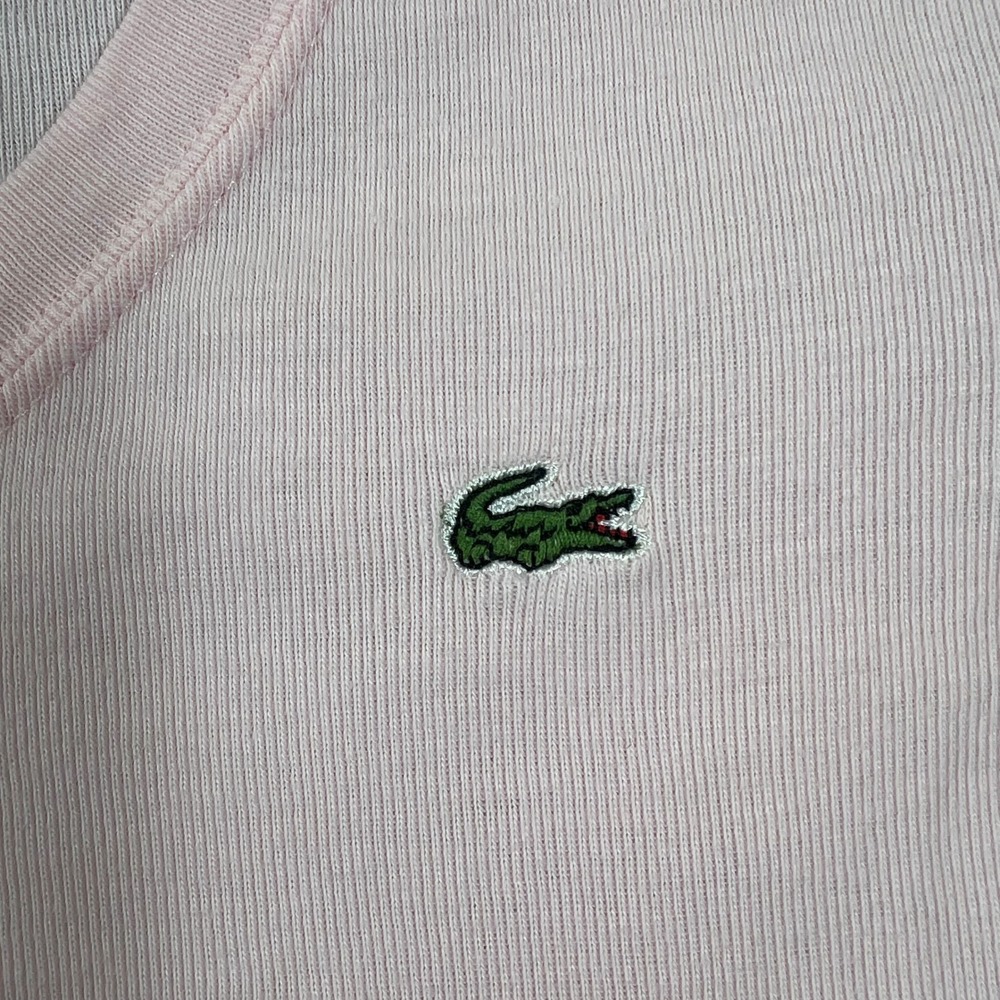 Lacoste Women's V-Neck Long Sleeve T-Shirt Light Pink US Size M (EU/6) VTG NWT - Picture 4 of 10